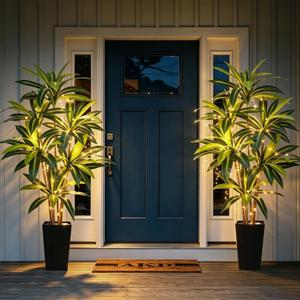 6FT Dracaena Artificial Plant 2PCS Fake Plants with Lights Corner Plant