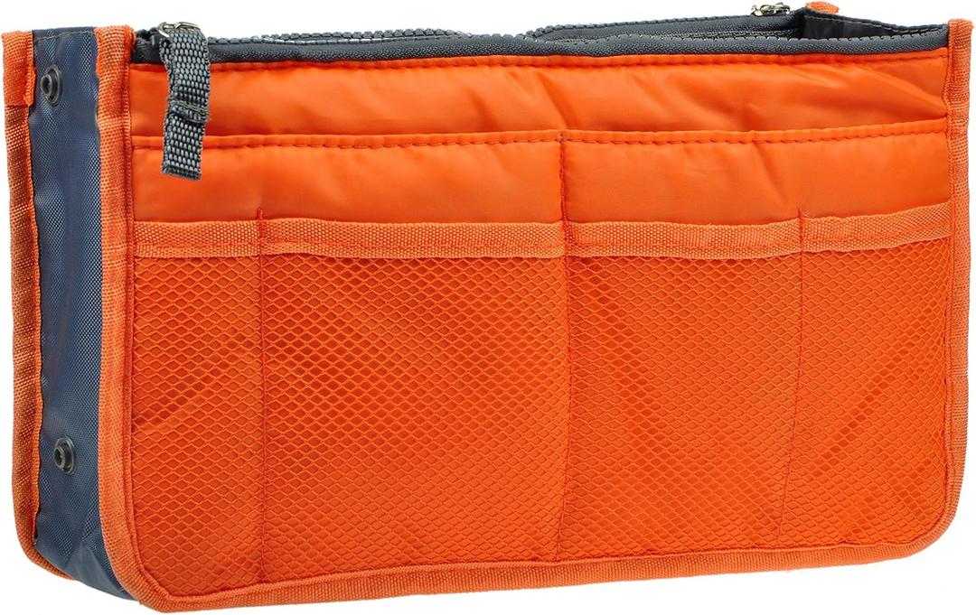 Vercord Purse Organizer Insert for Handbags Bag Organizers Inside Tote Pocketbook Women Nurse Nylon 13 Pockets Orange Large