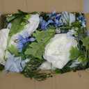 DearHouse 2Pcs Artificial Peony Flower Garland - Silk Peony Garland with Purple White Flowers for Wedding Party Table Decoration,6ft/Strand(White& Blue&Dark Blue)