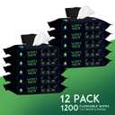 Pursonic Soft Mint Flushable Wipes for Men - 12 Packs of 100ct (1,200 Total) - Plant-Based Face & Body Wipes with Aloe Vera & Vitamin E - Extra Large for Gentle & Thorough Cleansing