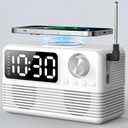 FlyShow 15W Fast Wireless Charger with Bluetooth Speaker and Alarm Clock Radio,4 in1 Wireless Charging Station for iPhone,Android Phones with FM Radio for Bedroom