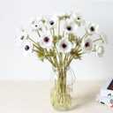 5Pcs Artifical Real Touch PU Anemone Flower Bouquet Room Home Decor (White)
