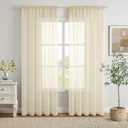 MIULEE 2 Panels Solid Color Light Cream Sheer Window Curtains Elegant Window Voile Panels/Drapes/Treatment for Bedroom Living Room (54 X 84 Inches Light Cream)