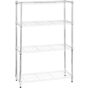 Amazon Basics 4-Shelf Adjustable Heavy Duty Steel Wire Rack Storage Shelving Organizer for Kitchen, Garage, 36" L x 14" W x 54" H, Chrome Silver