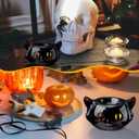 Vesici Vintage Black Cat Spooky Lantern Halloween Black Cat Candle Burner Ceramic Lantern Spooky Holiday Gothic Home Table Gifts for Halloween Table Centerpiece Room Decor