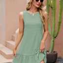 Naggoo Womens Sundress Summer Dresses for Women 2026 Sleeveless Tank Dress Spring Beach Boho Mini Dress (Green, XXL)