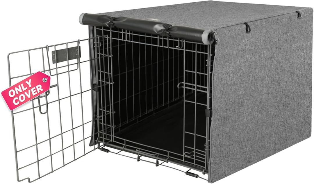 Dog Crate Cover - Kennel Covers Fit for 30 Inch Dogs Crate, Double Door Polyester for Wire Puppy Cage Indoor Outdoor Protection, Grey