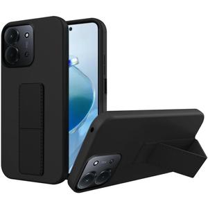 Compatible for Xiaomi Redmi 15C 4G Phone Case, Multi-Functional Magnetic Folding Kickstand/Stand Silicone TPU Slim Fit Shockproof Protective Cover Case for Xiaomi Redmi 15C 4G 2025 - Black