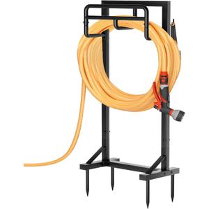 Garden Hose Holder with Stable Base and Tool Hooks, GAVISCITY Heavy-Duty Metal Hose Hanger Garden Hose Storage Holds 151Ft Hose, Rustproof Freestanding Water Hose Holder for Outside, Yard, Lawn, Black Garden Hose Holder with Stable Base and Tool Hooks, GAVISCITY Heavy-Duty Metal Hose Hanger Garden Hose Storage Holds 151Ft Hose, Rustproof Freestanding Water Hose Holder for Outside, Yard, Lawn, Black