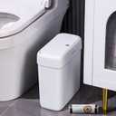 JOYBOS Bathroom Trash Can with Lid,3 Gallon Small Garbage Can with Press Top Lid,10L Dogproof Slim Plastic Narrow Trash Bin for Toilet, Office, Bedroom, Living Room, Grey