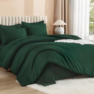 Litanika Super King Plus Comforter Sets Emerald Green - 7 Pieces Bed in a Bag Oversized King Bedding Comforter Sets, Solid Lightweight Bed Set with Comforter, Sheets, Pillowcases & Shams