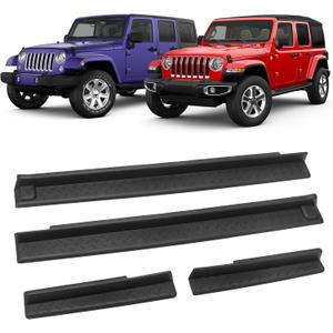 Door Sill Guards Kit Door Entry Guards Protector Wrangler JK Unlimited JKU 4 Door 2007-2018 Front & Rear JK Door Entry Edge Threshold Protection Decor