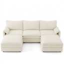 Vesgantti 108" U Shaped Sectional Couch, Comfy Cloud Modular Sectional Sofa with 2 Ottoman Deep Seat Chenille Modern Cloud Sofa, Modular Sofas for Living Room, Bedroom and Apartment, Beige