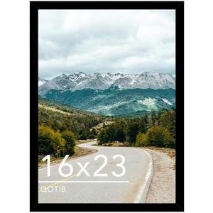 QOTIB Wood 16x23 Picture Frame Black for Wall Hanging, 16 x 23 Frame Photo Frame for Wall Horizontally or Vertically, Black, 1 Pack