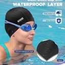Aegend Fabric Swim Cap, Silicone Waterproof Layer - Breathable Cloth Swimming Cap, Keep Hair Dry with Hight Elasticity for Youth(8-16) Adult, 2 Sizes to Choose