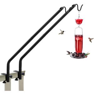 Kingsyard 2 Pack Heavy Duty Deck Hook, 27"-39" Adjustable Metal Deck Railing Hooks for Hanging Bird Feeders, Planters, Suet Baskets, Lanterns, Wind Chimes, Clamp Mounted
