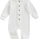 Infant Baby Girl Boy Fall Clothes Knit Long Sleeve Onesie Ribbed Romper Jumpsuit Sweater Winter Coming Home Outfits (0-3 Months)