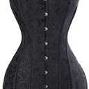 KIWI RATA Women s Hourglass Longline Overbust Corset Steel Boned Long Torso Waist Training Bustier Black XXX-Large