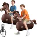QPAU Infatable Bouncy Horse Toys 2 PCS with Hand Pump, Heavy Duty Giant Bouncy Pal, 220lbs Load Capacity, Ride On Bouncy Animal Hopper Toy, Indoor Outdoor Bouncers for Kids Girls Boys Ages 5+