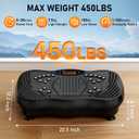 Vibration Plate Exercise Machine, 130 Levels Full Body Workout Vibrating Plate for Lymphatic Drainage Weight Loss, 450 Lbs Capacity Shake Platform with Resistance Bands Bluetooth for Women Men
