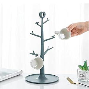 JIKBOQIALU Coffee Mug Tree for Counter Cup Holder Rack Stand Organizer Desk Table Countertop (Blue, Large)