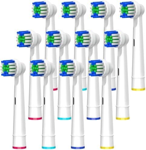 Toothbrush Replacement Heads, Compatible with Oral B Braun Replacement Brush Heads, 12 Pcs Professional Electric Brush Heads for Oral B Replacement Heads Refill, White