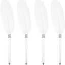 PATIKIL 4 Pcs Feather Ballpoint Pen, Fluffy Vintage Ink Quill Pen Refined Plated Rod Quill Pen for Calligraphy Writing Signature Guest Wedding Gift, White