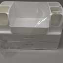 HBlife Makeup Organizer for Vanity with Brush Holder, Large Bathroom Countertop Cosmetic Organizer Skin Care Storage, Easy to Store Lipsticks, Nail Polishes, Perfumes, Eyeshadow Palettes, All White