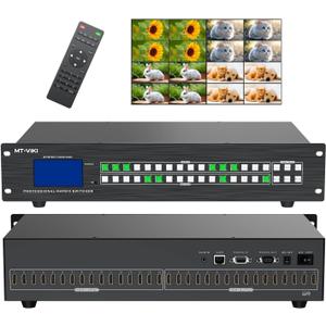 4K HDMI Matrix 16x16 w/Web & AUX Audio Output, MT-VIKI Matrix Switcher Support LAN/RS232/IR/APP Switch, Fit 2U Rackmount Rack (16 in 16 Out)