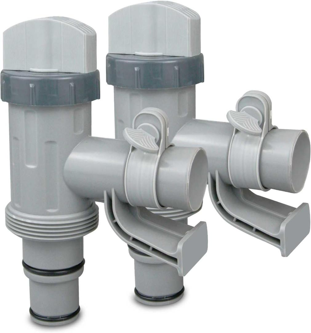 Plunger Valve with Holder for Above Ground Pools - Pool Hose Adapter Replacement Parts Compatible with Bestway Coleman Pool Filter Pump (2 Pack)