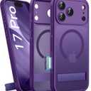 for iPhone 17 Pro Magnetic Case with Stand, Camera Control Button, Compatible with MagSafe, Full Lens Protection, Military Grade Drop, Translucent Slim Rugged Case for iPhone 17 Pro, Dark Purple