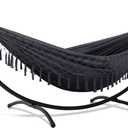 SUNCREAT Portable Outdoor Hammock with Stand Included, Double Hammock with Tassel for Outside, Dark Gray
