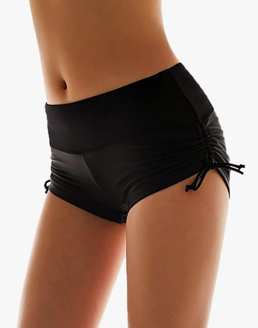 Micosuza Classical Women's Swim Boardshorts Beach Bikini Bottoms with Adjustable Ties L