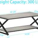 HSH Coffee Table with Storage, Farmhouse Grey Living Room Center Table, Industrial Wood and Metal Rectangle Coffee Tables, Simple Rustic 2 Tie Cocktail Tea Table for Home Office Bedroom, 47 Inch