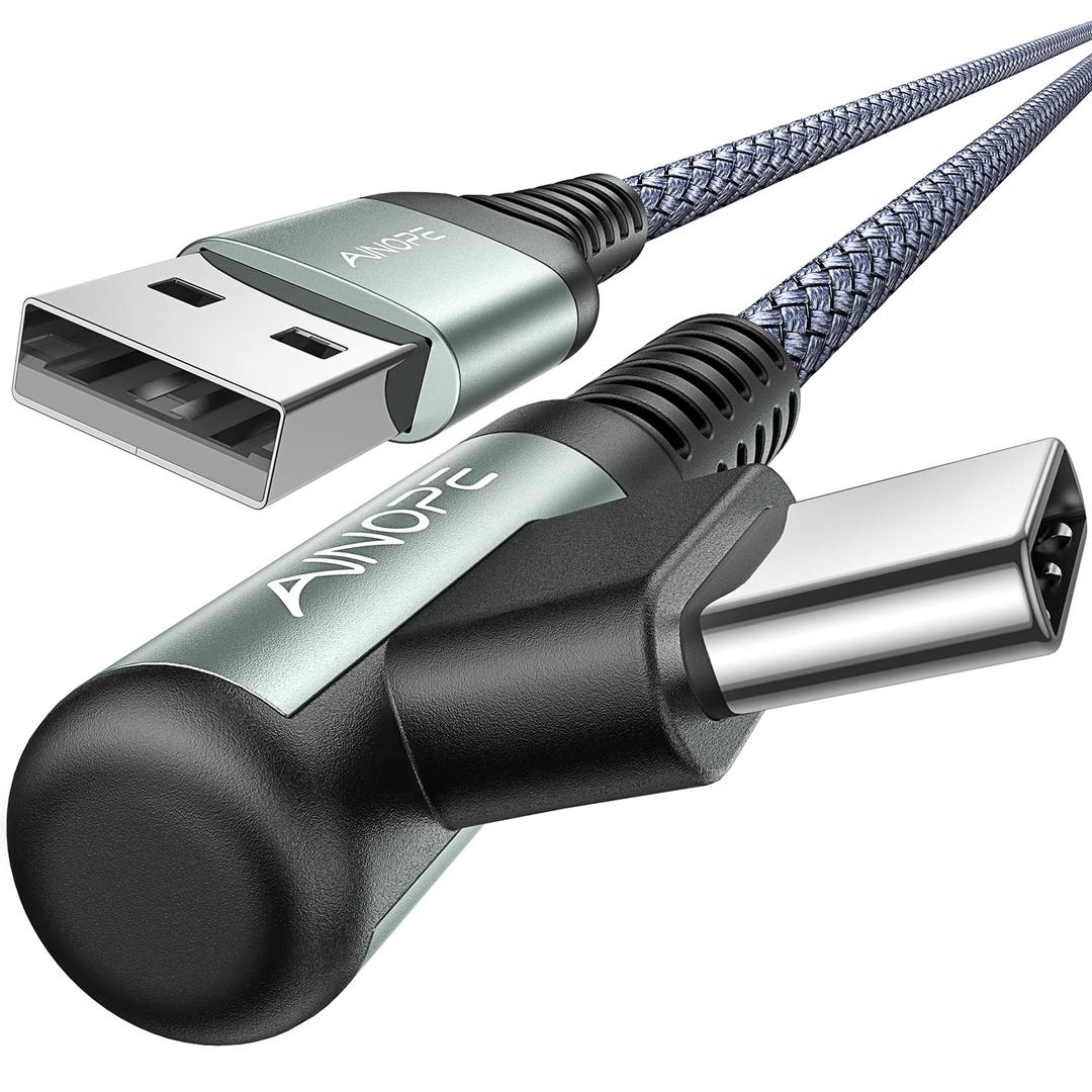 AINOPE 10 ft USB C Cable 2-Pack, 3.1A C Chargers Fast Charging 10 Foot, Resistant Nylon Braided Type C Charger Fast Charging 10ft Right Angle Charger Cord Fit for Galaxy S20 Ultra S10 S10E S9 S8 Plus (Grey)