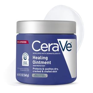 CeraVe Healing Ointment, Hydrating Skin Protectant With Petrolatum, Hyaluronic Acid & Ceramides, Face & Body Skin Barrier Repair For Cracked, Chafed, Dry Skin, Fragrance Free & Lanolin Free, 12 Oz