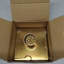6 Inch Gold Shower Drain, Modern 304 Stainless Steel Square Shower Drain for Bathroom, Brushed Gold Shower Floor Drain with Grate Removable, Hair Strainer