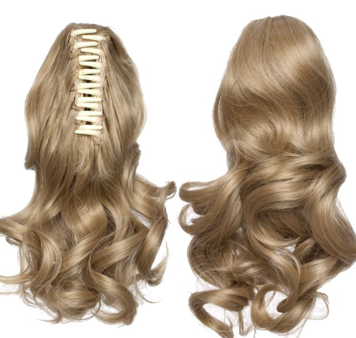 16" Short Wavy Ponytail Claw Clip in Hair Extensions Synthetic 