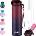 Stainless Steel Insulated Water Bottle, 24oz Insulated Drinking Bottle with Straw Lid, Keep Drinks Cold or Hot, for Work, Sport, Outdoor (Red Black)