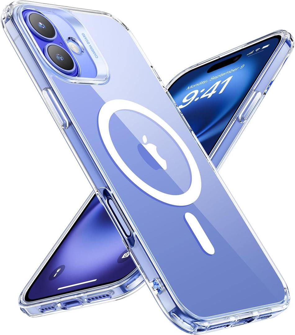 ESR for iPhone 16 Plus Case, Compatible with MagSafe, Shockproof Military-Grade Protection, Magnetic Phone Case for iPhone 16 Plus, Classic Hybrid Case (HaloLock), Clear