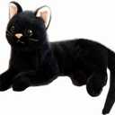 Black Cat Plush Soft Plush Cat Toy, 12 inch Realistic Black Cat Stuffed Animal Gifts for Boys and Girls (Black)