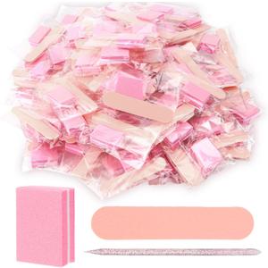 40 Sets Professional Manicure Press On Nail Tool Kit, Pink Disposable Manicure Nail Supplies kit with Mini Nail File,Mini Nail Buffer,Nail Stick