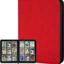 Trading Card Binder, Premium 9 Pocket Double Sided 540 Pocket PU Card Collection Binder, Collectible Trading Card Albums for MTG, TCG, Sport Card, Game Cards (Red)