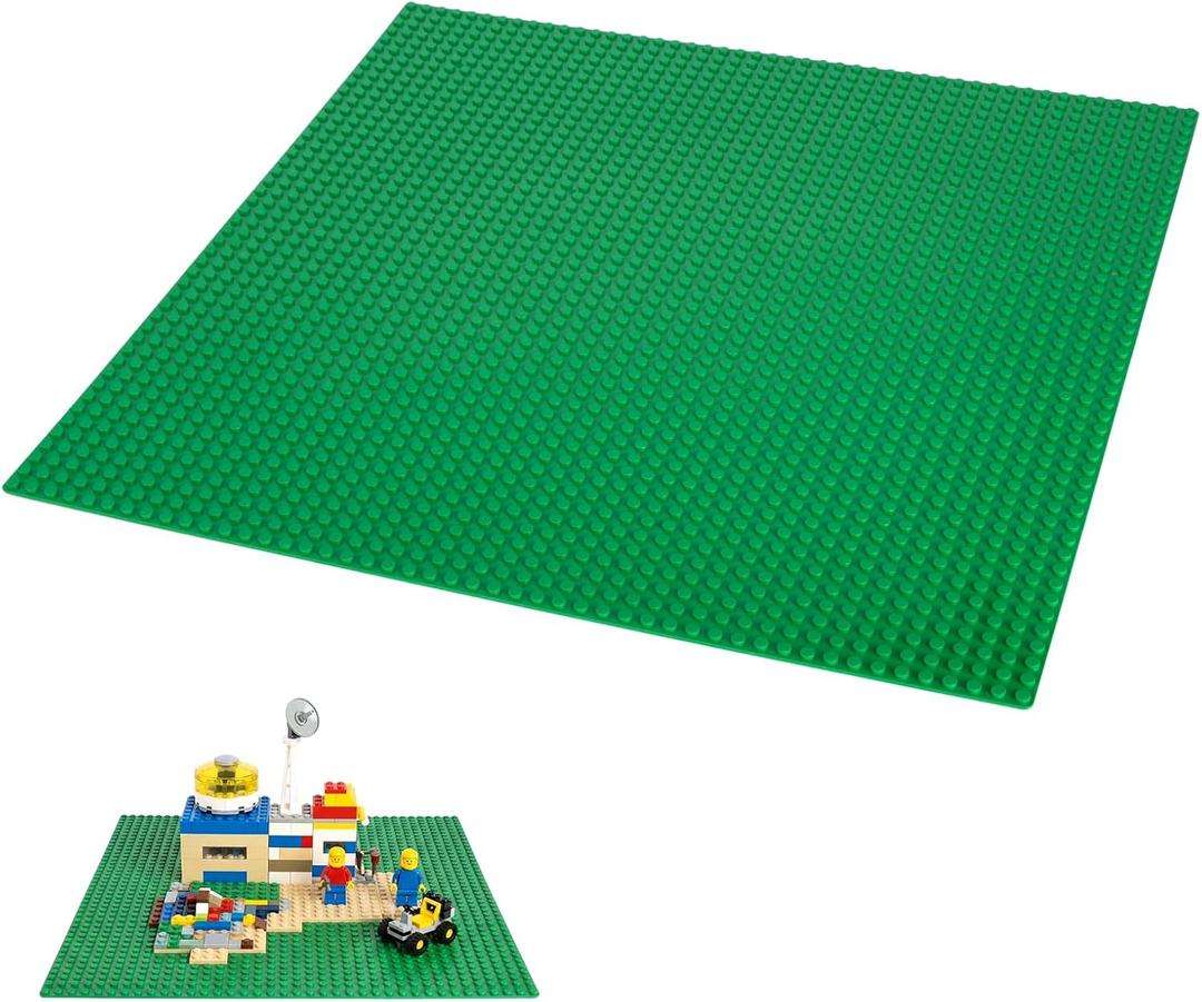Classic Green Baseplates Squares Compatible with LEGO Baseplate 48x48, Foundation to Build, Play, and Display Brick Creations, Made of Strong Plastic, Simple to Clean and Reuse