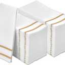 Disposable Hand Towels for Bathroom, Gold Design 200 Disposable Linen-Feel Guest Towels Formal Dinner, Wedding Napkins for Tables, and Restrooms - 8.5x4-Inches Folded 12x16.5-inches Unfolded