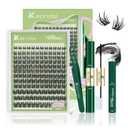 KEYYOU Lash Extension Kit 144Pcs Angel Lash Clusters Kit Thick Eyelash Extension Kit with Glue and Seal,Tweezers,Remover for DIY lash extension kit at HomeKit-Angel A02-D-8-18MIX