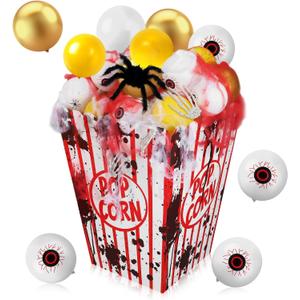 Gejoy Giant Halloween Popcorn Box Bloody Large Fake Popcorn Creepy Carnival Circus Trunk or Treat Car Decorations Kit Clown Circus Scary Balloons for Suv Outdoor Halloween Decor