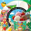 Maxdot 120 Pcs Tropical Snack Cups 9oz Disposable Ice Cream Cups Decorative Hawaii Paper Dessert Bowls Party Supplies for Yogurt, Cupcakes, Soup Hot or Cold Food