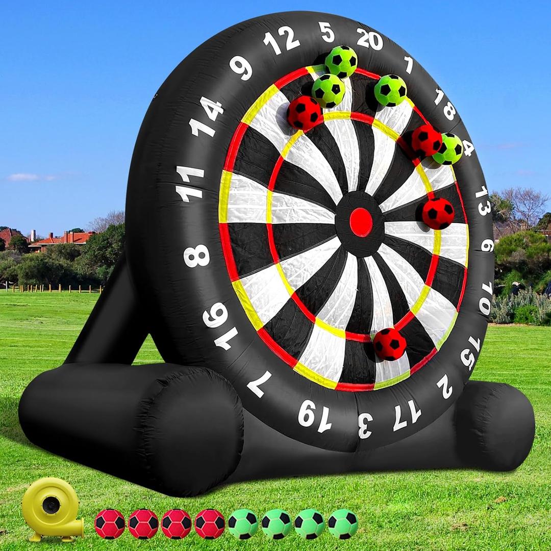 Inflatable Soccer Dart Board Giant Outdoor Soccer Dart Board with UL Blower, Portable Blow Up Games for Gym Camp Yard Sport Game(Black)