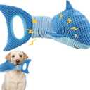 LEGEND SANDY Dog Toys for Aggressive Chewers, Large Dog Toys to Keep Them Busy, Interactive Squeaky Pet Toys, Tug of War, Crinkle Blue Shark